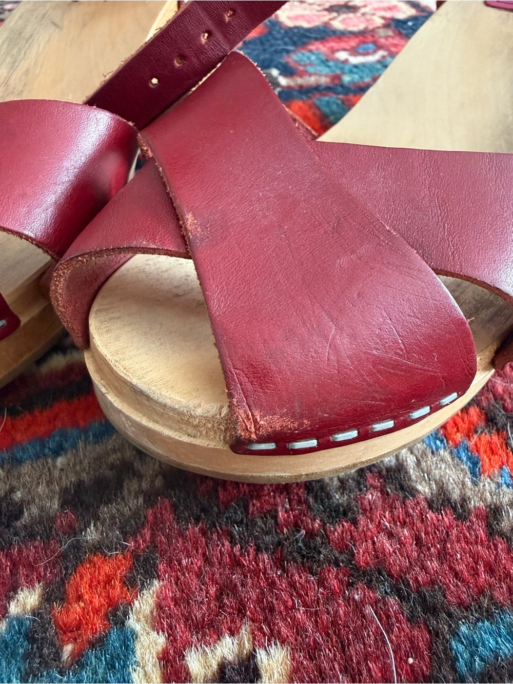 Swedish Hasbeens Leather Crossover Sandals - Picture 5 of 5